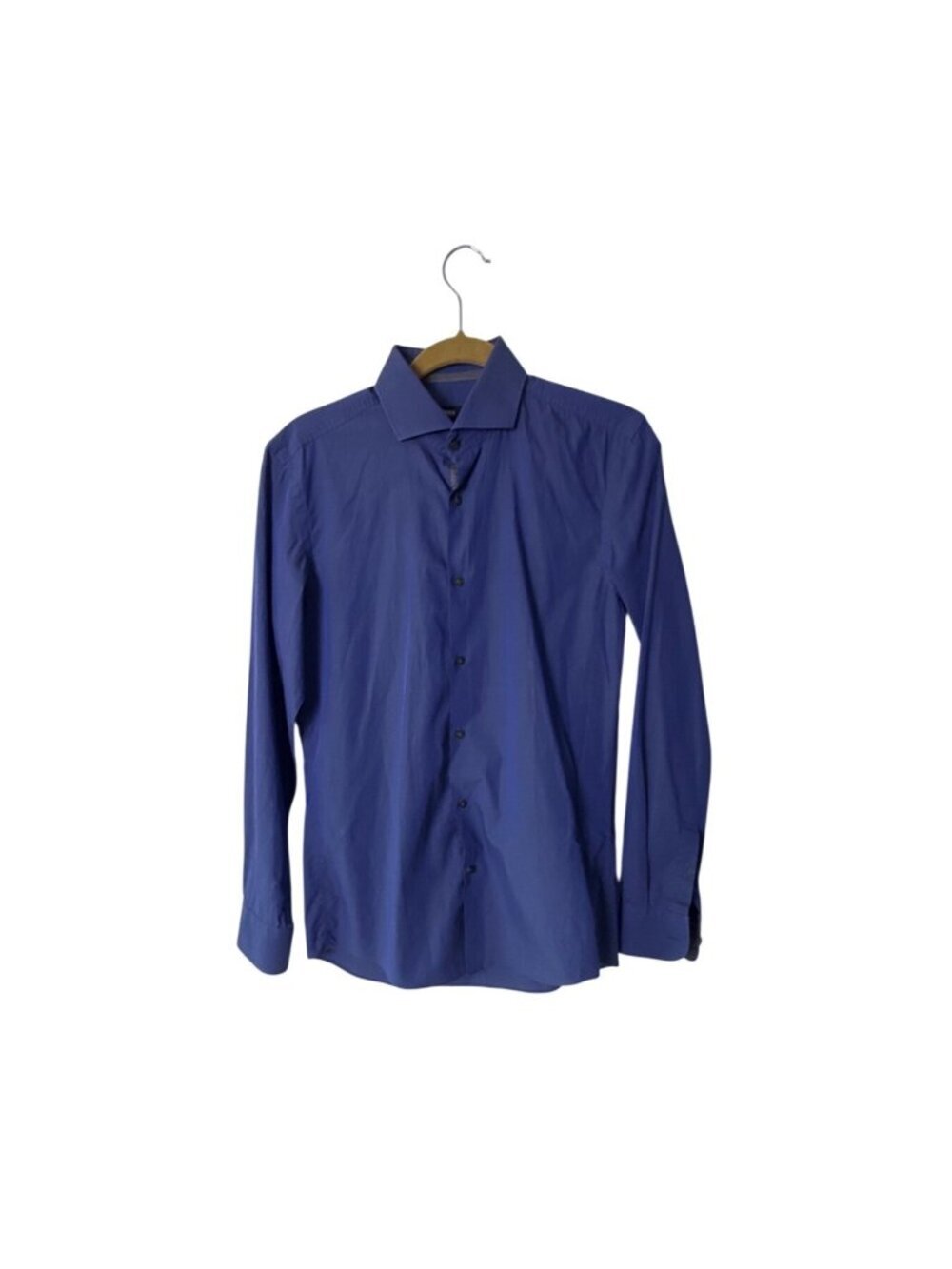 Hugo Boss Mens Slim Fit Blue Button-Up Dress Shirt Size 15/38 Made In Turkey